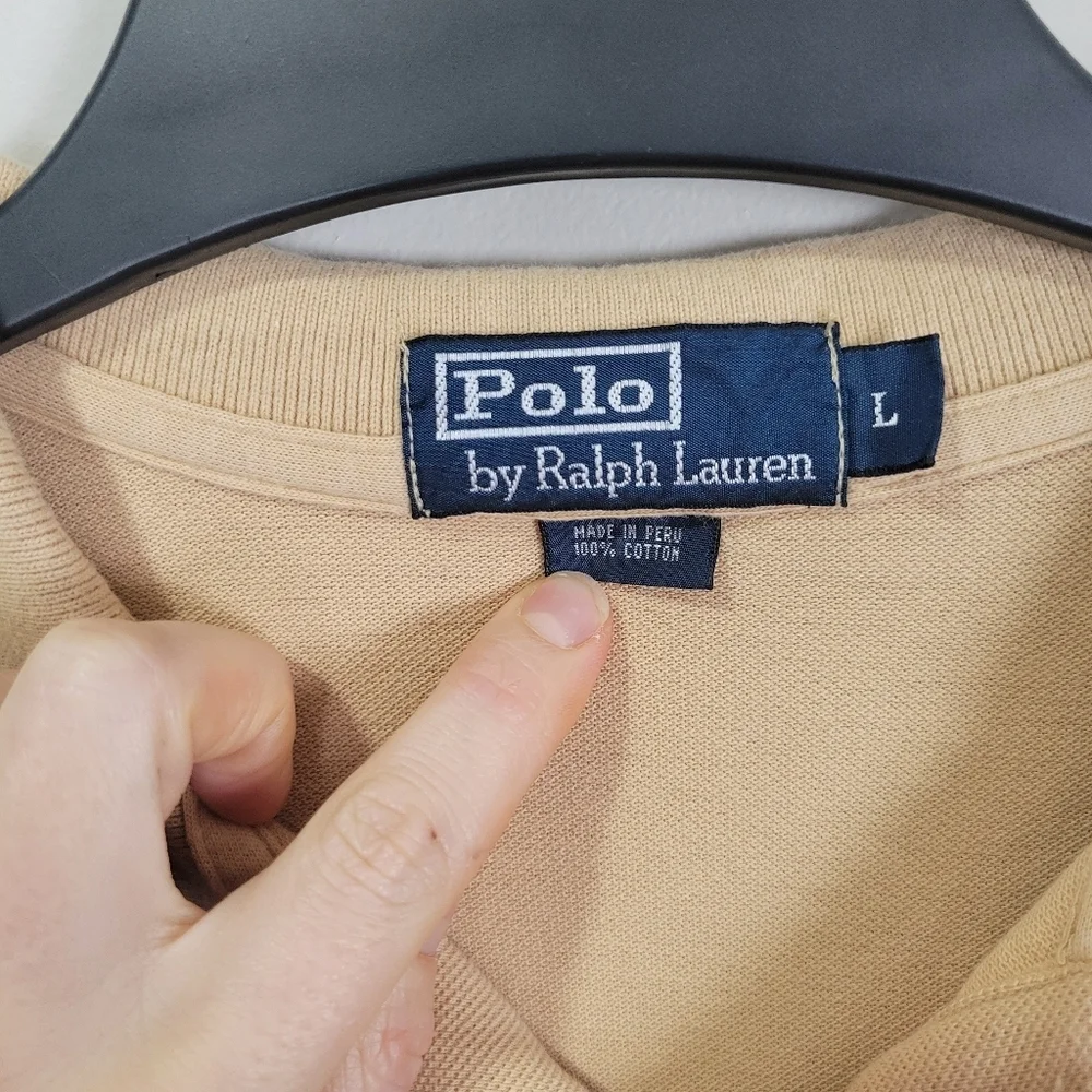 Ralph Lauren Polo Tan Short Sleeve Shirt Pony Logo Men's Large